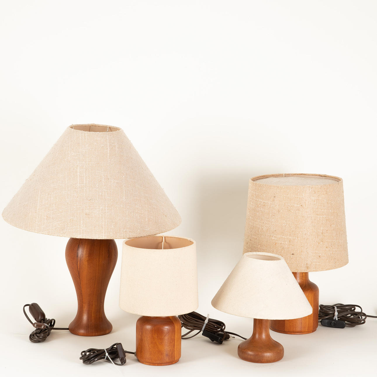 Collection: teak table lamps, Denmark, 1960s (4).