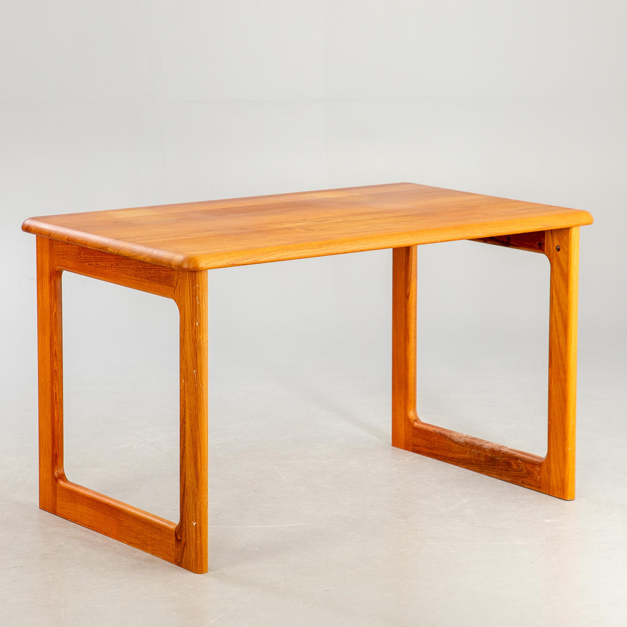 Solid teak desk with sled frame, Denmark.