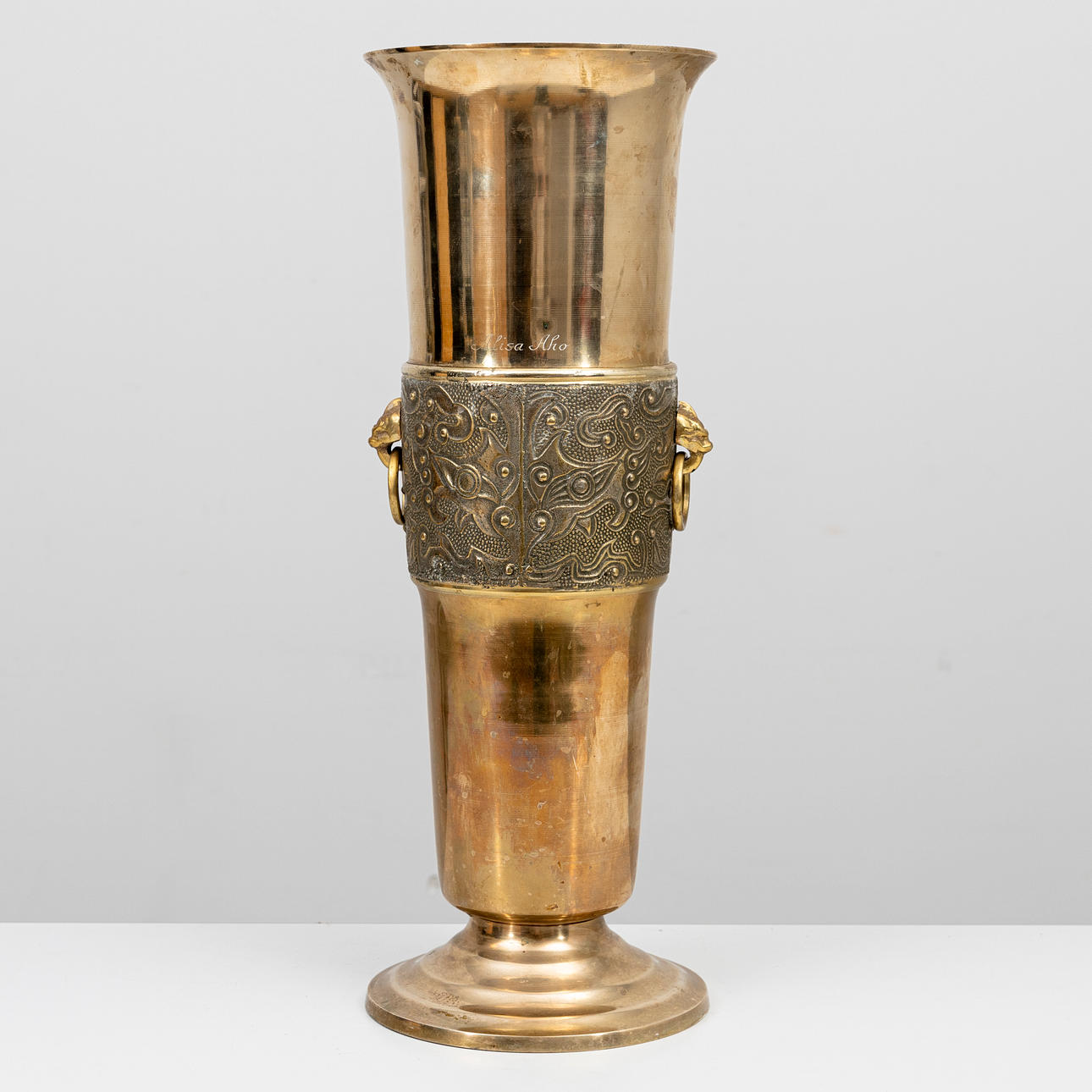 An umbrella stand, brass, 20th century.