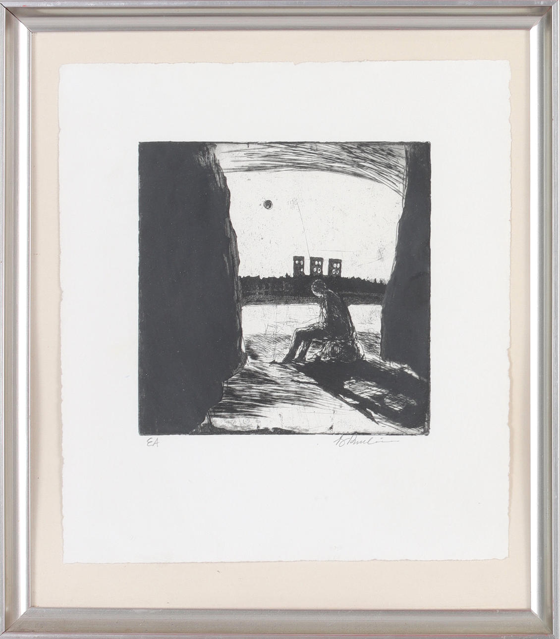 BERNT KUMLIN. Figure composition, etching, signed EA edition.