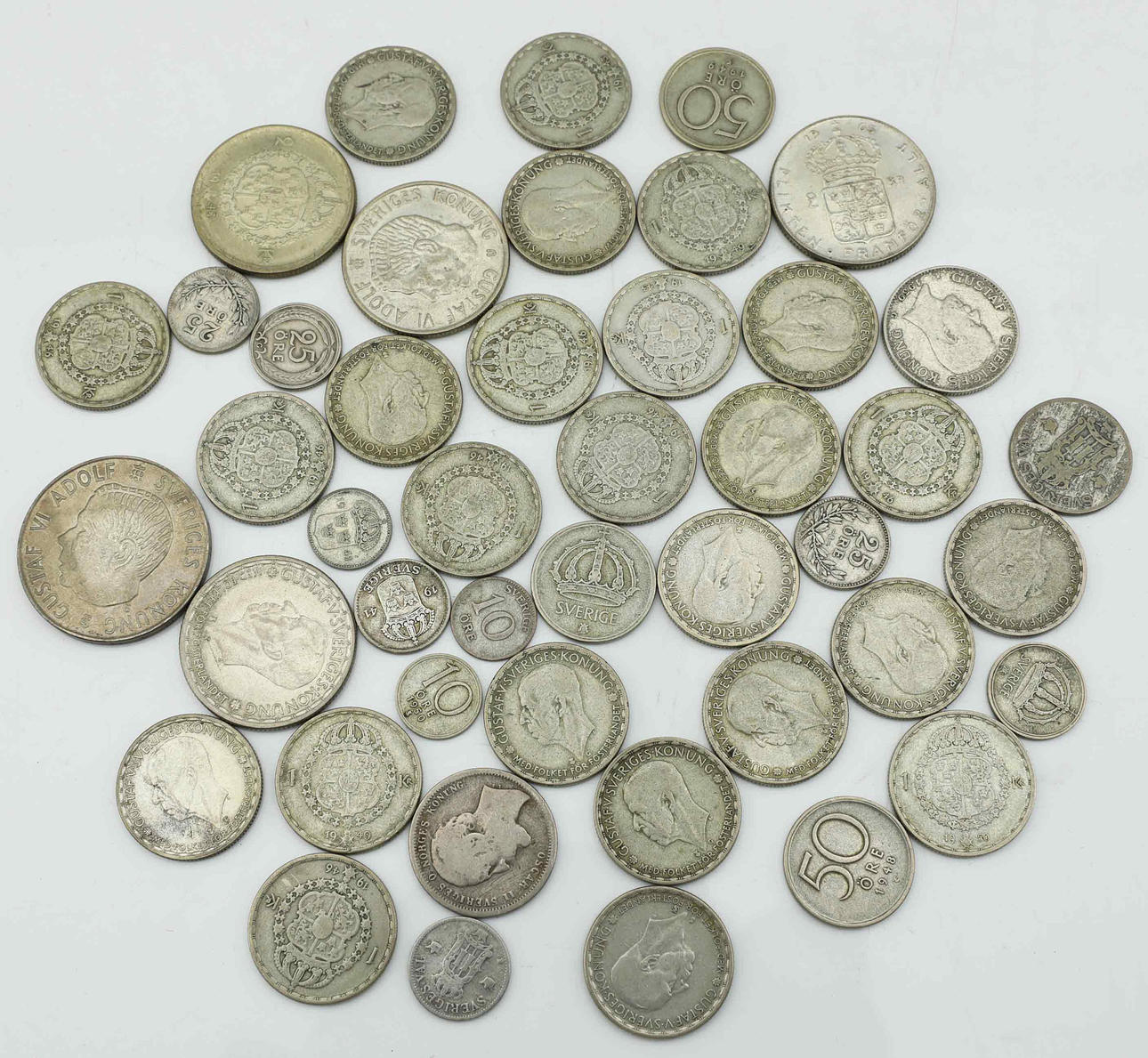 SILVERMYNT, Sverige, 1875-1965, delvis silver.