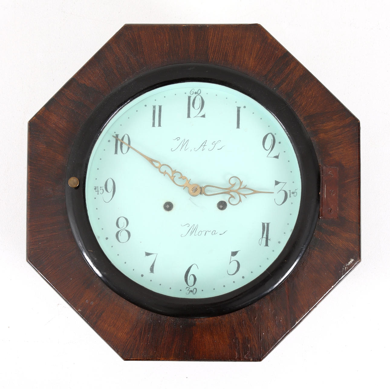 A wooden wall clock from Mora, 19th century.