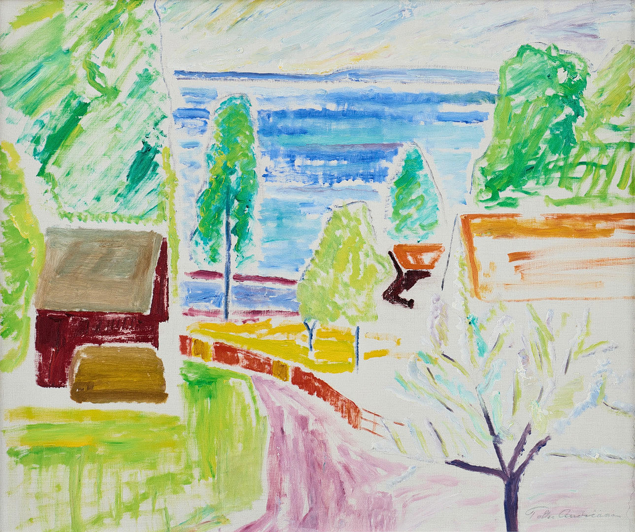 FOLKE ANDRÉASSON. “Landscape with houses”.