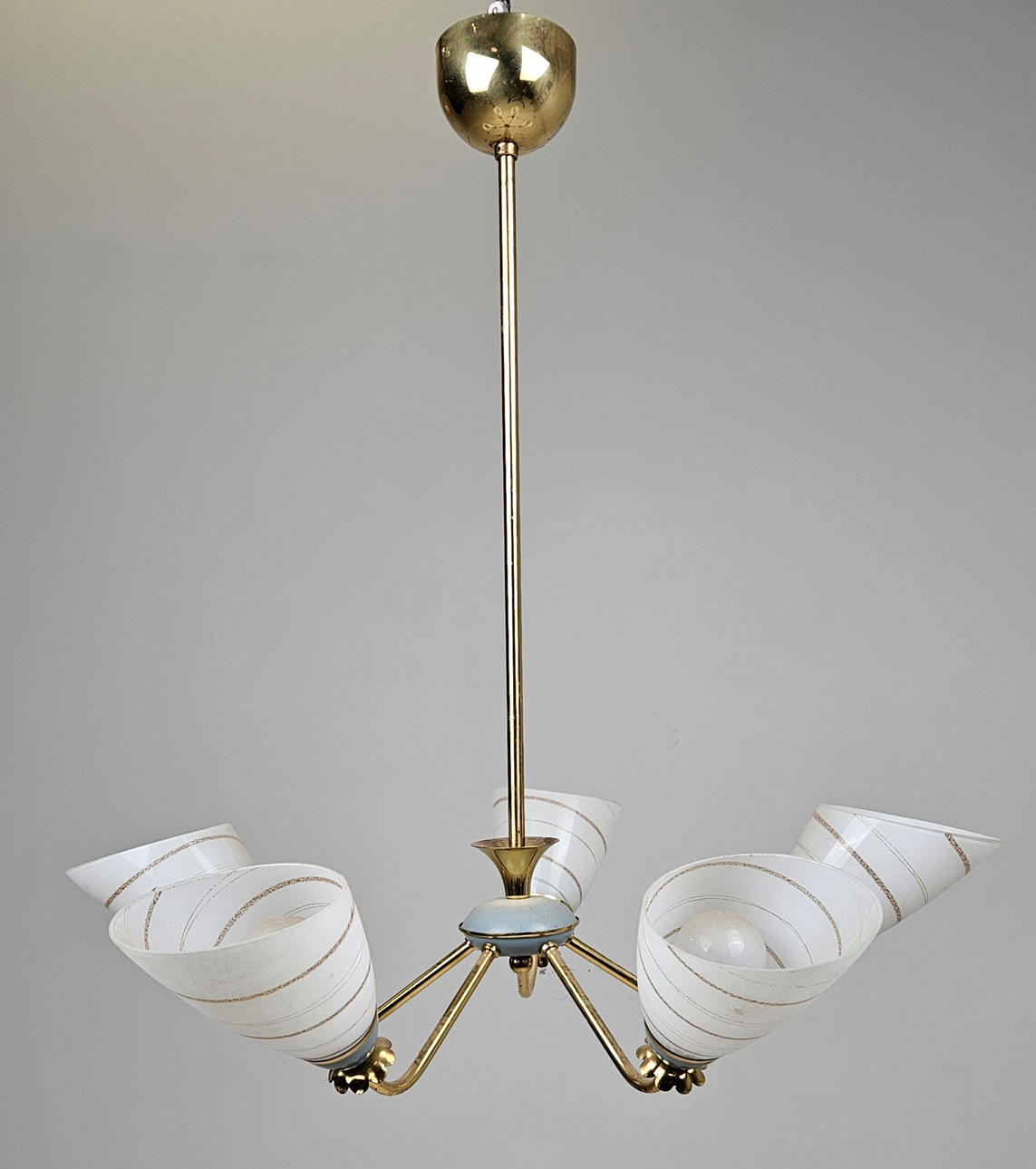 A 1950s/60s ceiling lamp, height approx. 62 cm.