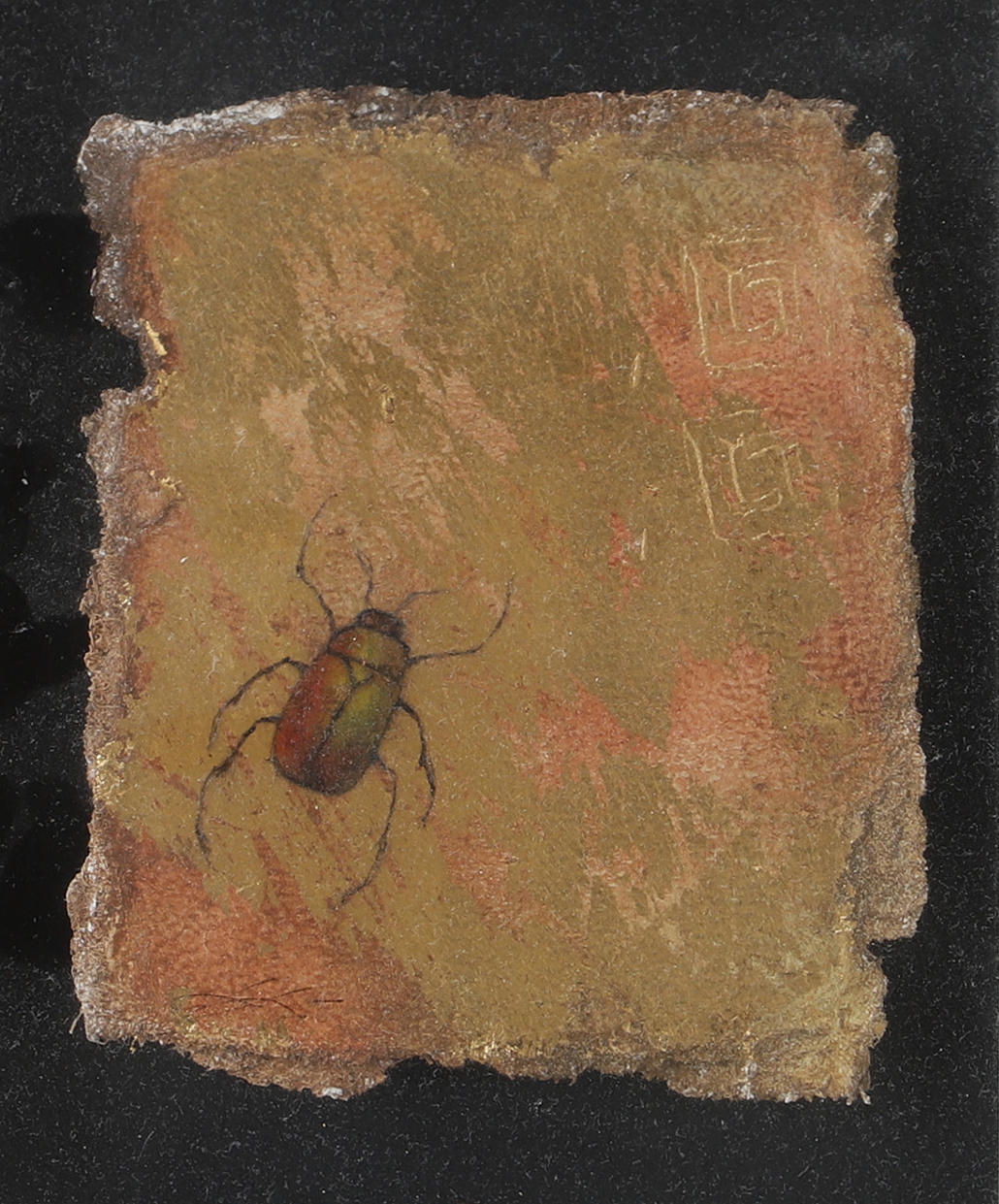 LISA LÖWENBERG. Composition with insect, mixed media, signed.