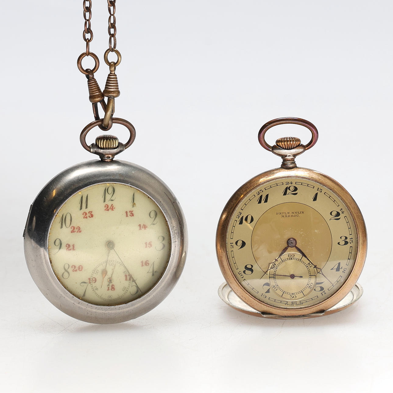 POCKET WATCH. 2 pcs, silver.