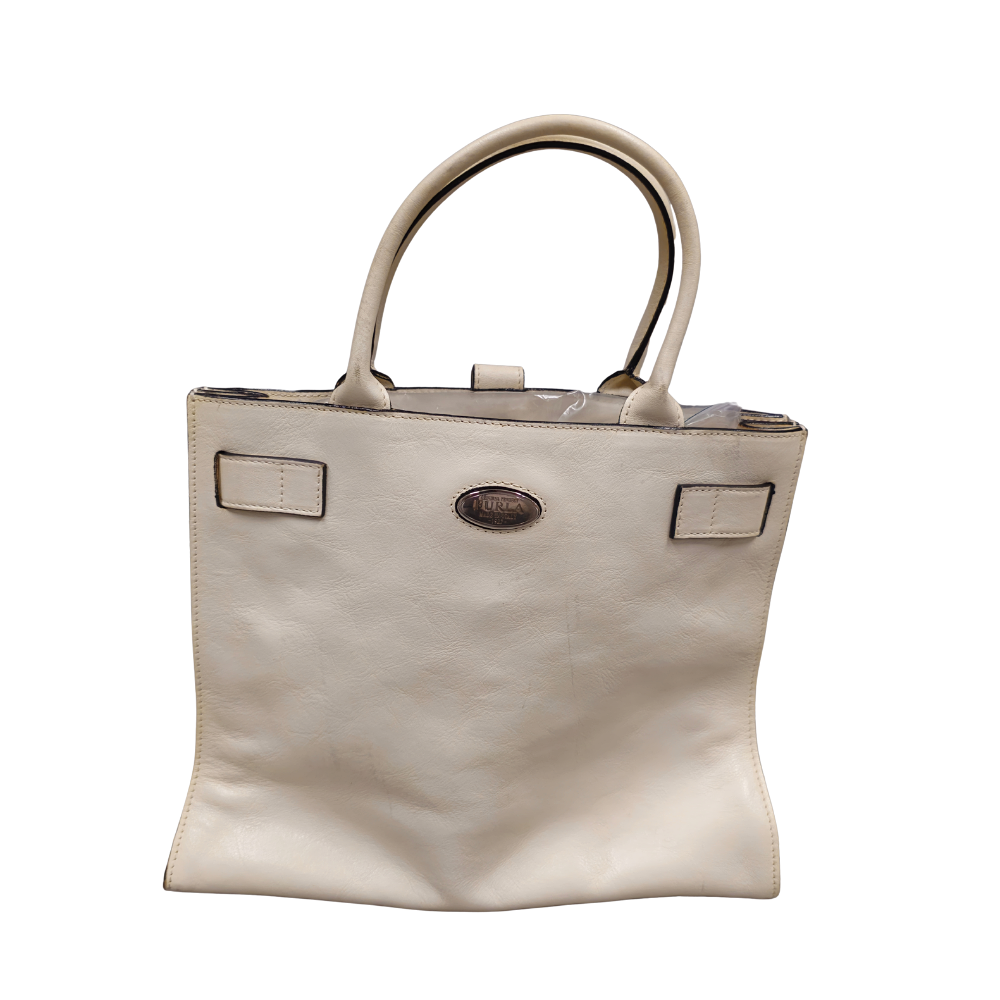 FURLA. WHITE LEATHER BAG.
