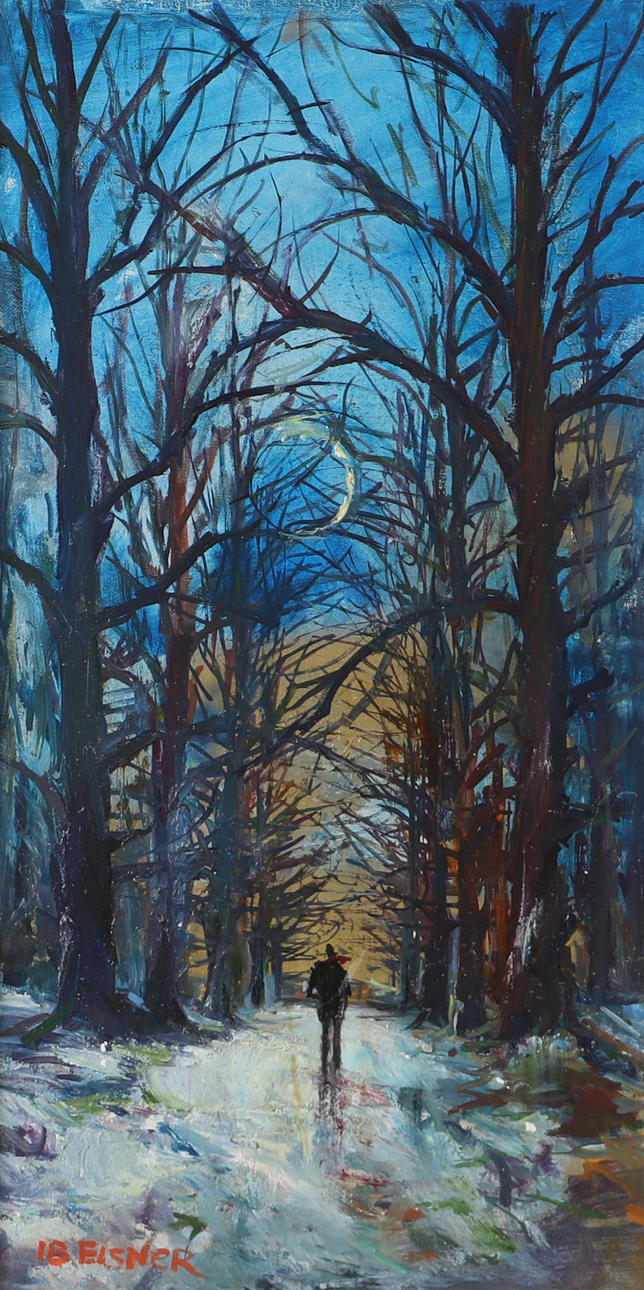 IB EISNER. "Nymåne Dyrehaven", olja på duk, signerad.