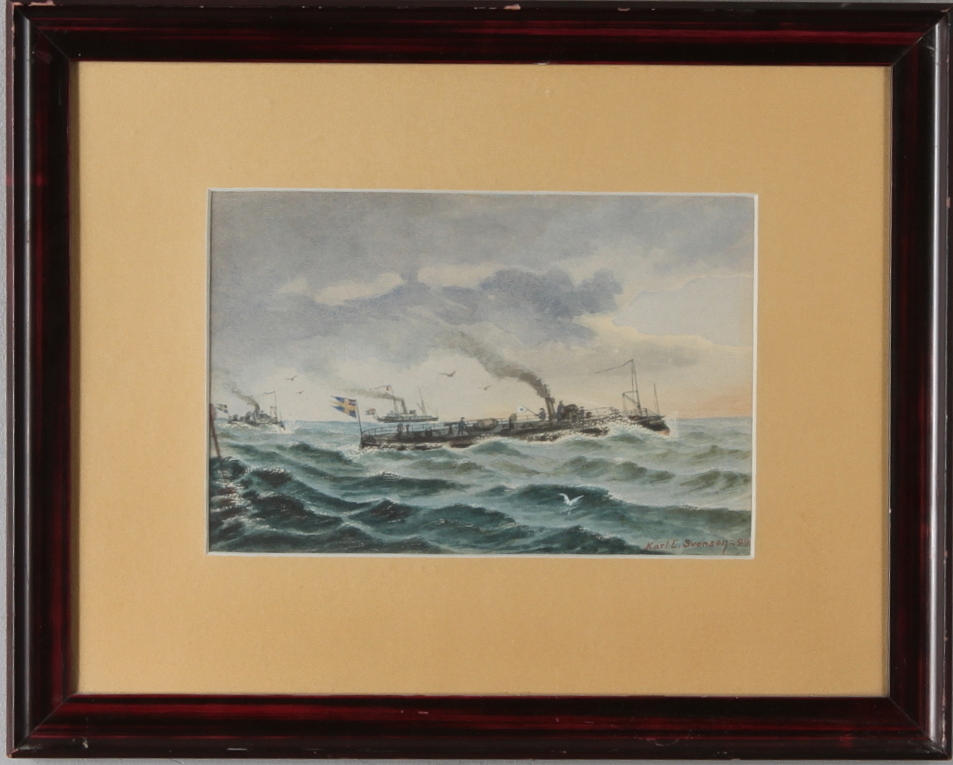 KARL E. SVENSSON. Marint motiv, akvarell, signerad och daterad -99.