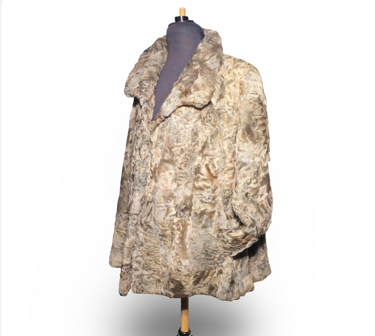 Brown astrakhan jacket. Size 42 approx.