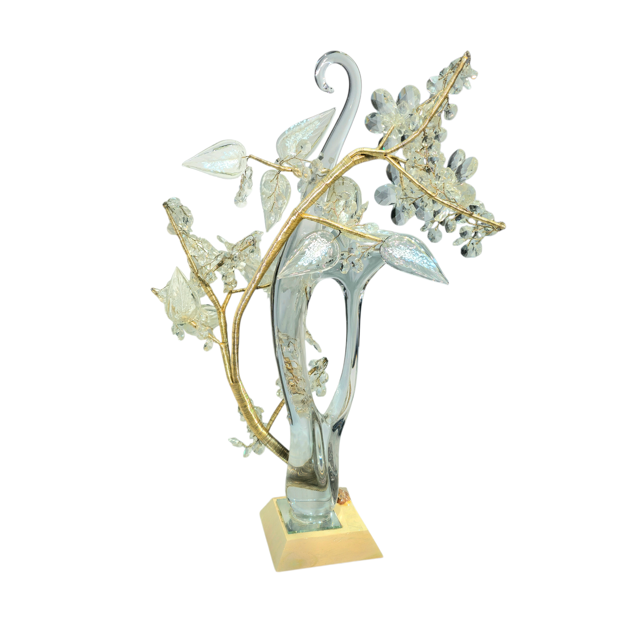 “Tree” with glass sculpture and silver wire.