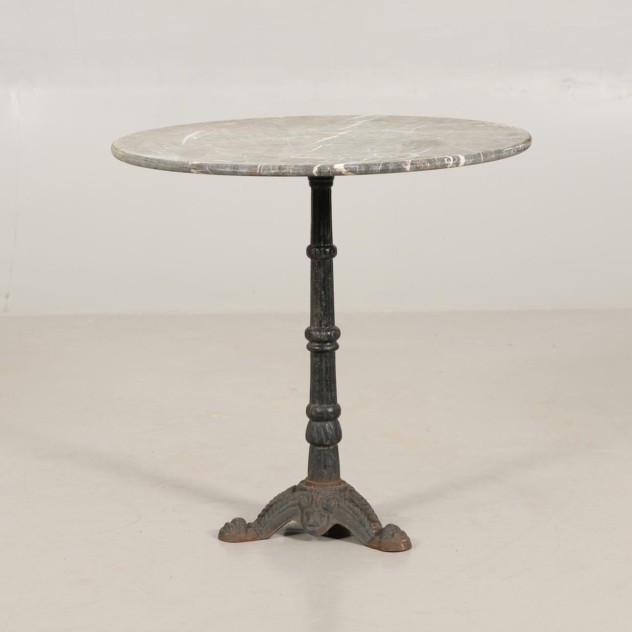 PILLAR TABLE WITH MARBLE TOP.