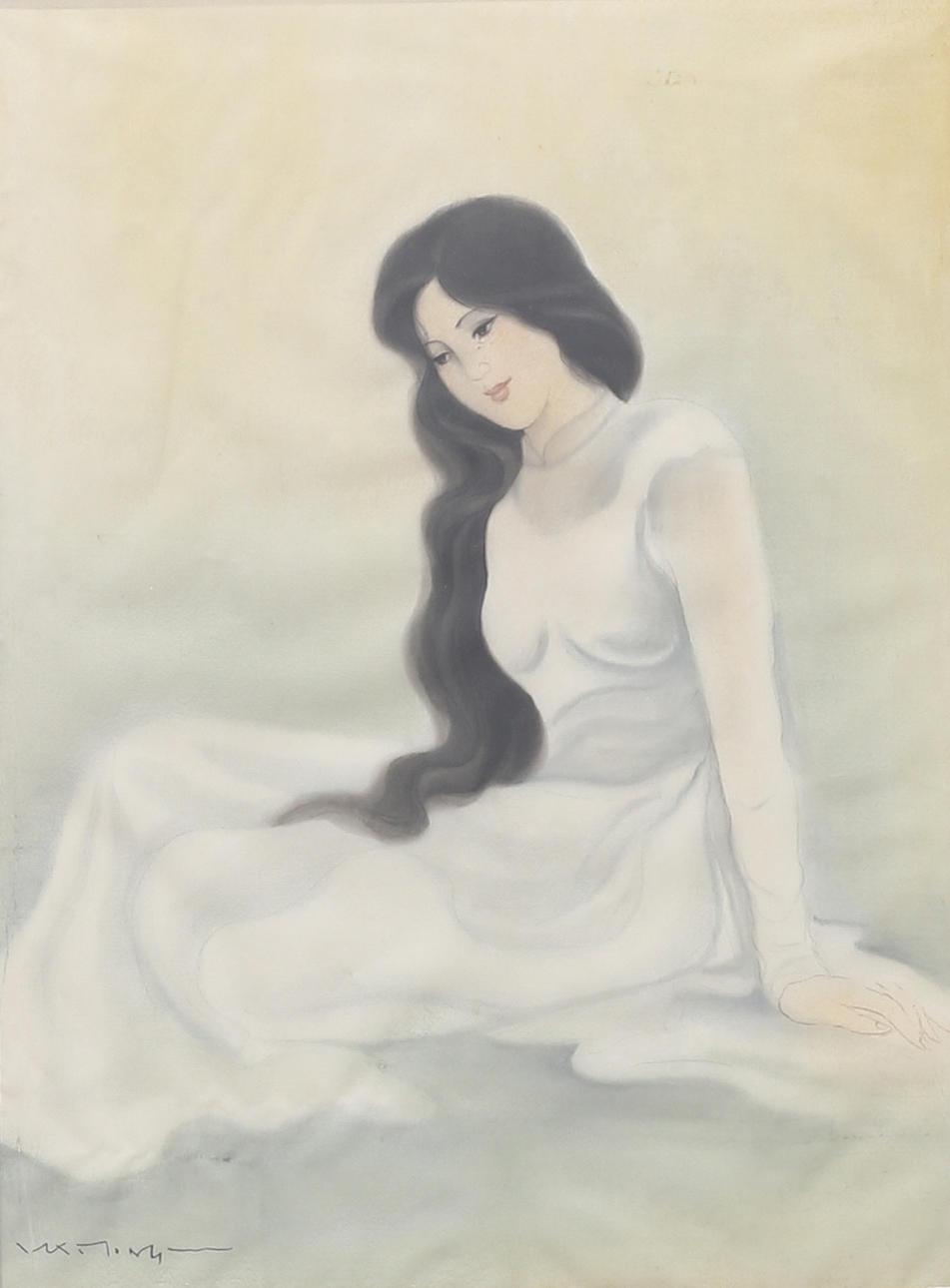 OIDENTIFIERAD KONSTNÄR. Silk painting, Asia, signed.