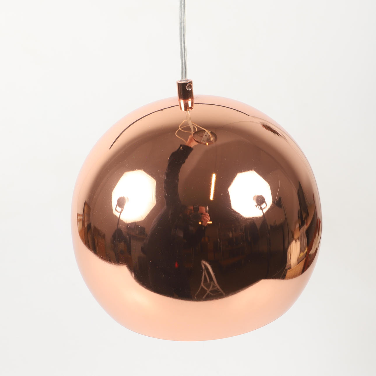CEILING LAMP, globe model, copper-colored sheet, contemporary.