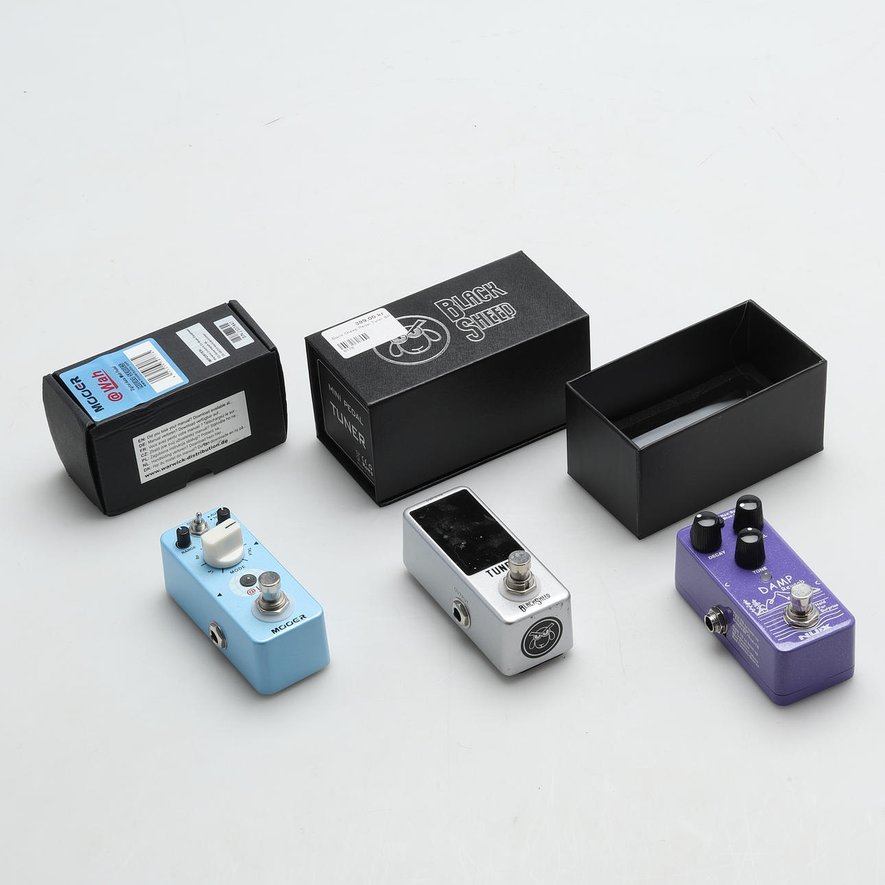 EFFEKTPEDALER, för elgitarr, 3 st, Black Sheep, Nux samt Mooer.