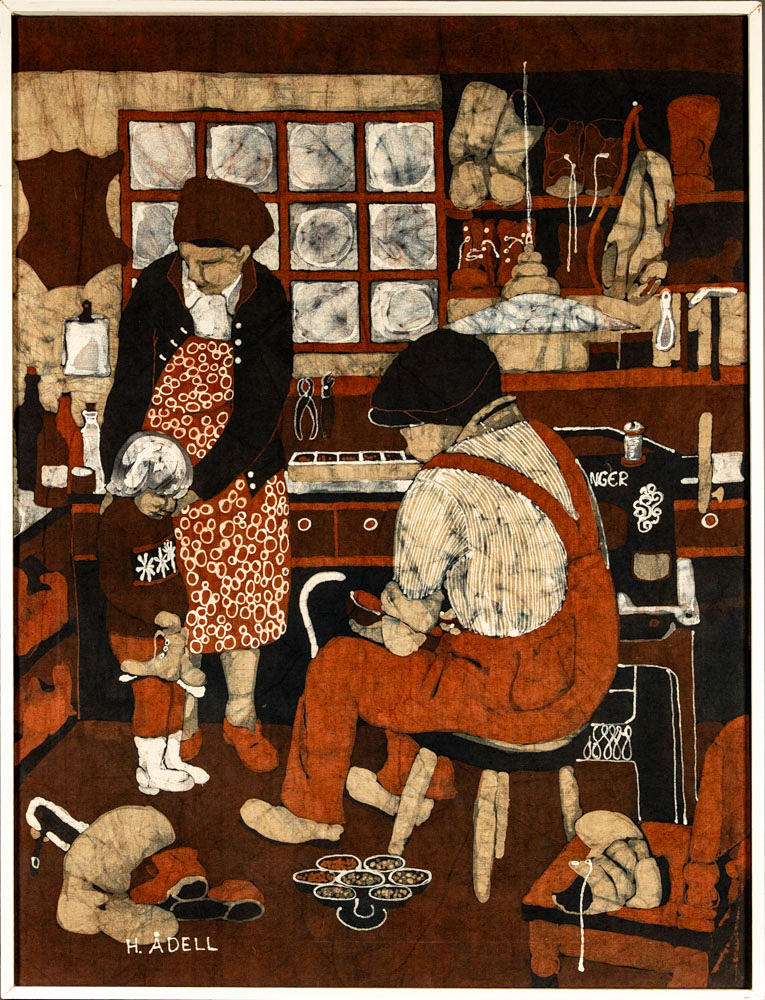 HARRIET ÅDELL. Batik on canvas, Signed, 20th century.