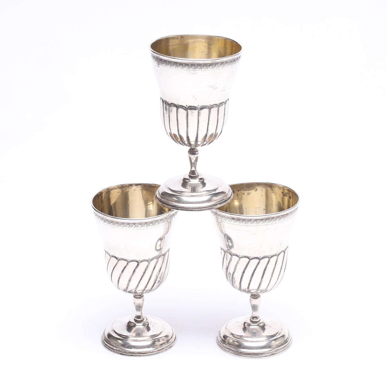 WINE CUPS/CHALKS, silver, 3 pcs, Turkey, weight approx 386 grams.