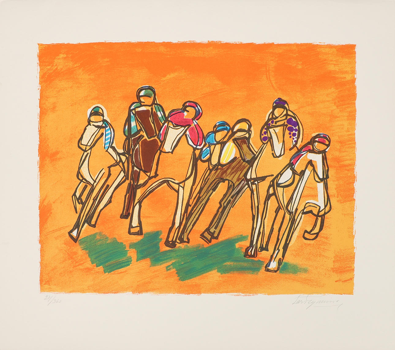 LARS GYNNING, colour lithograph. “Gallop”. Numbered 271/360 and signed.