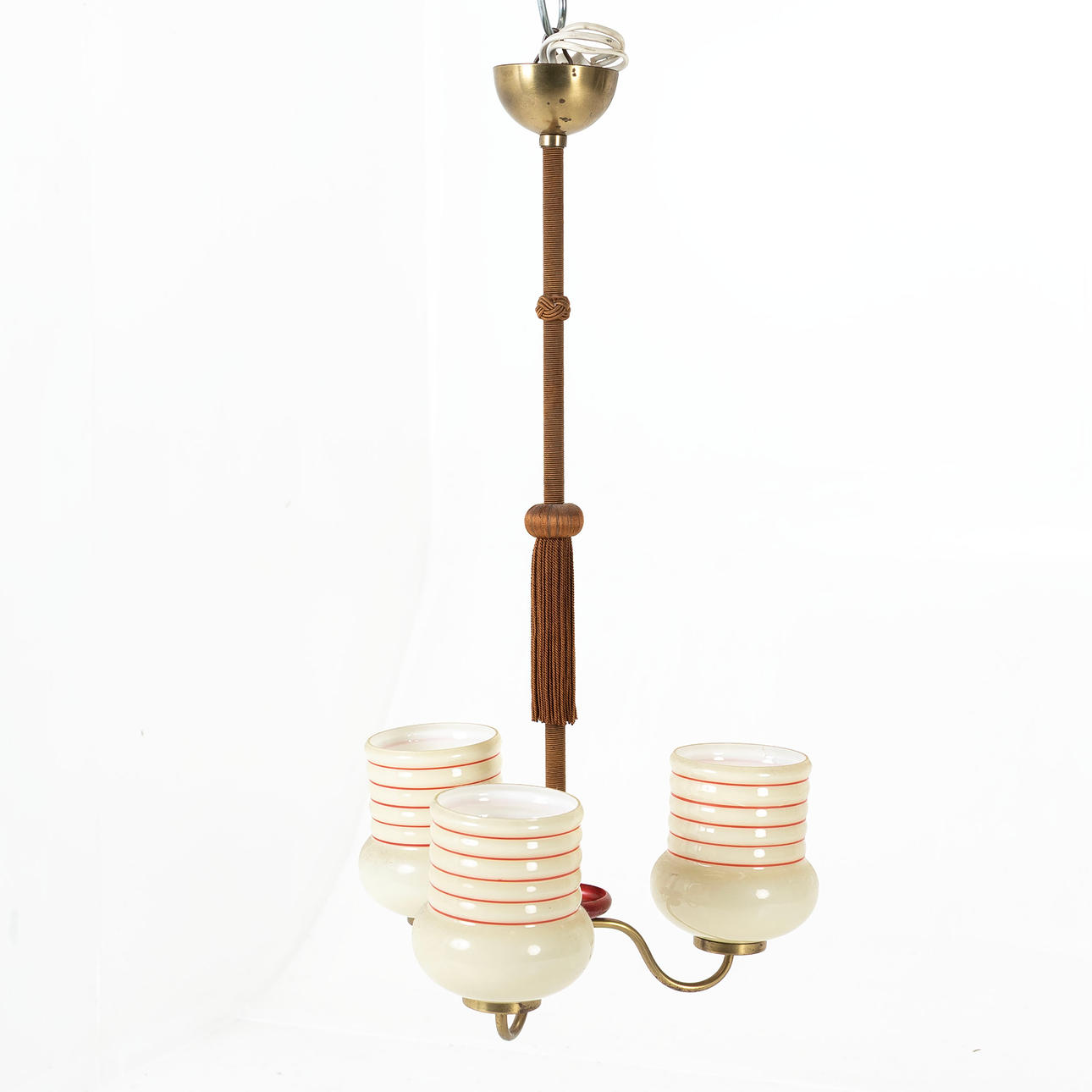 A 3-arm ceiling lamp, functional, 1930/40s.