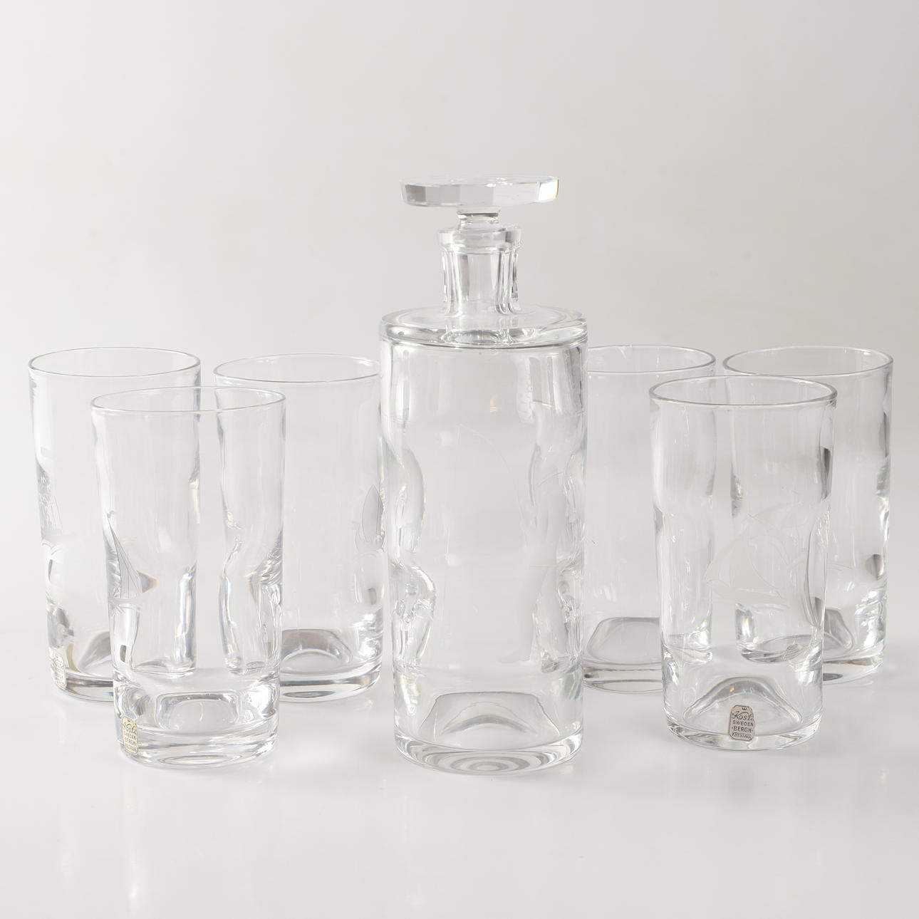 ELIS BERGH. Karaff samt glas, 7 delar, Kosta.