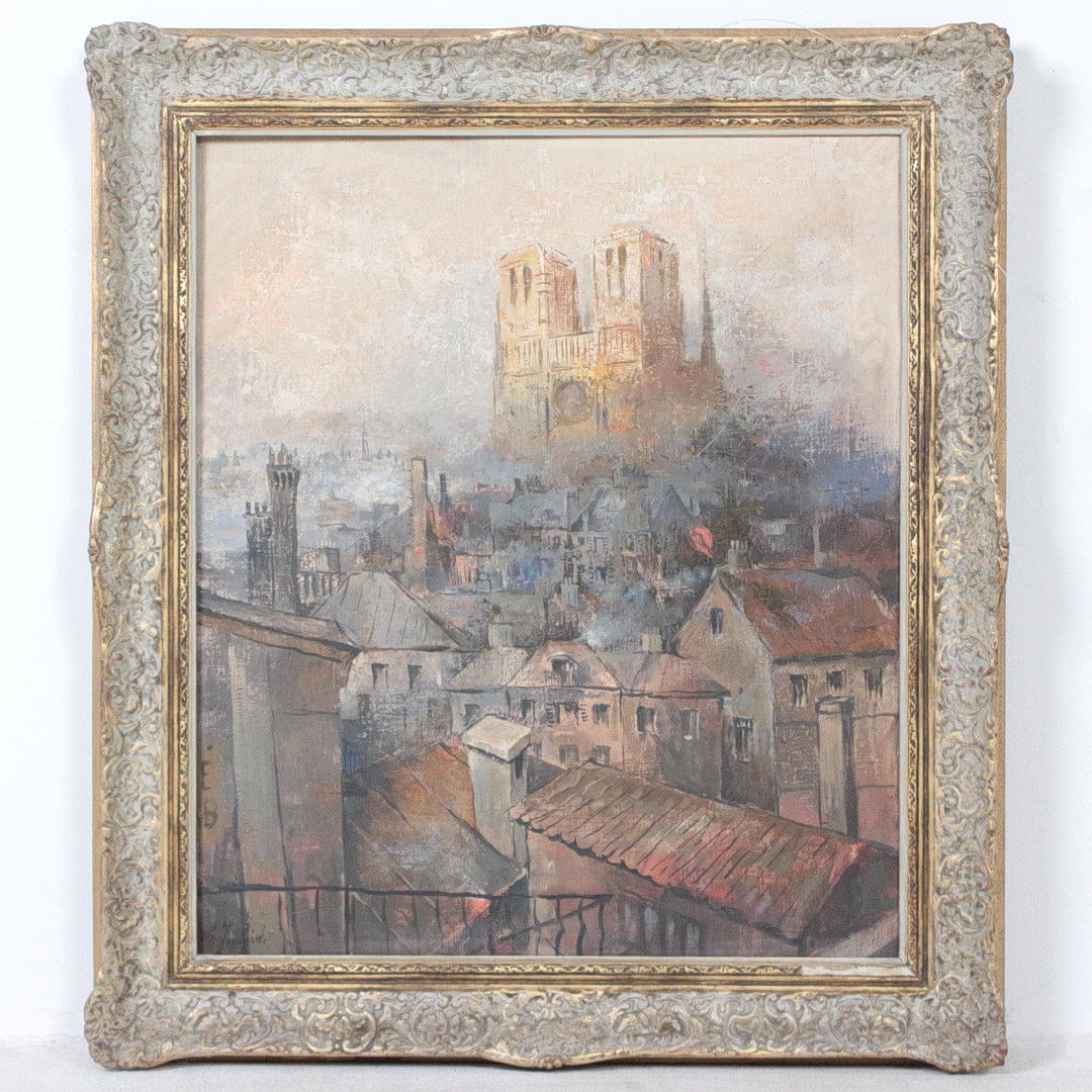 Unknown artist. 'Paris', oil on canvas, signed.