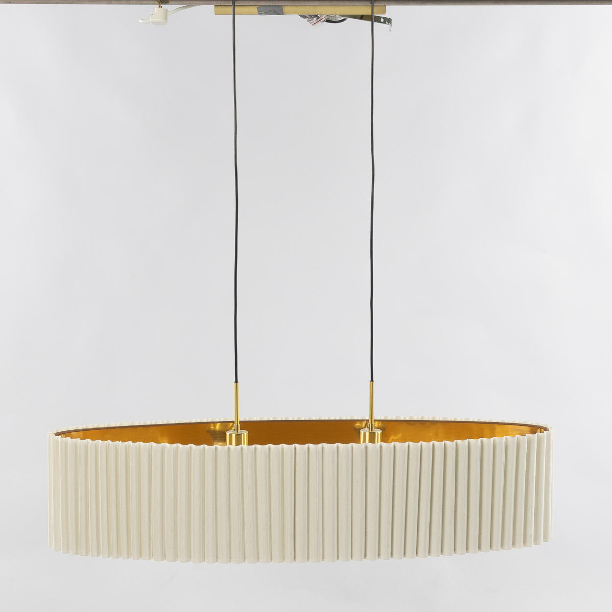 LOFTLAMPE, plisseret skærm, messing, 19/2000'er.