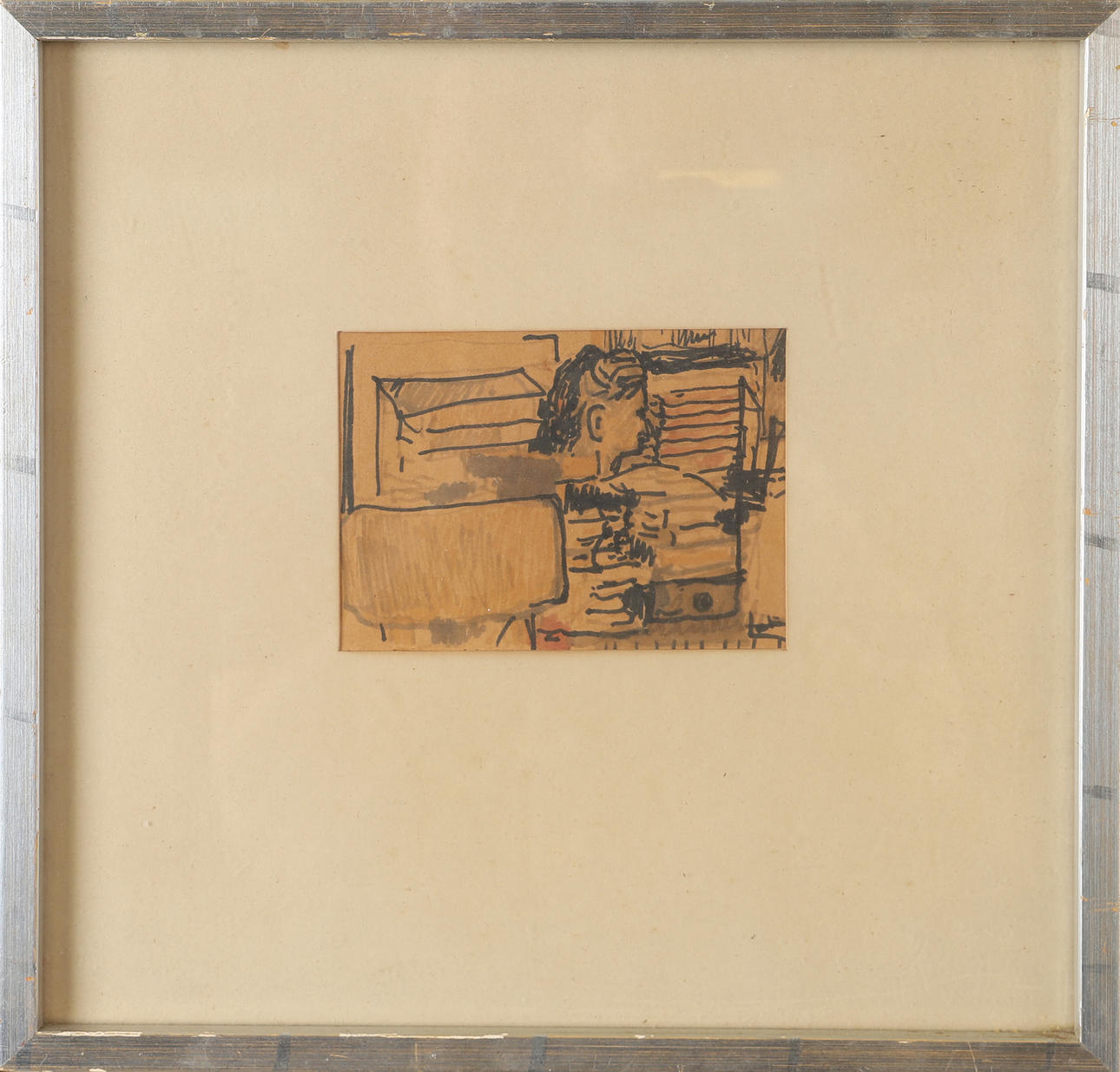 LARS HERDER. Drawings, 2 pieces, mixed media, signed.