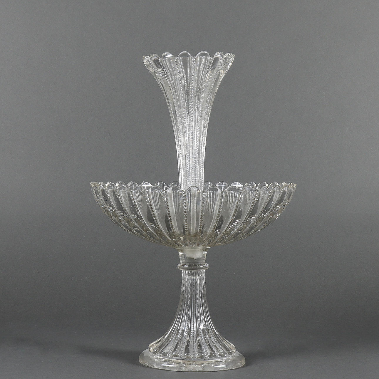 STRUTSKÅL pressglas, 2 delar.