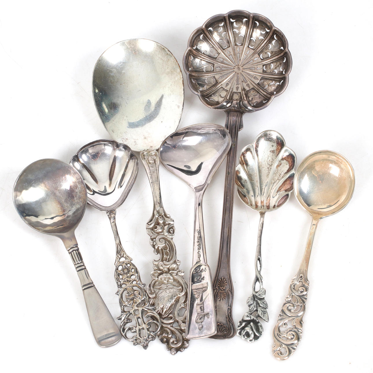 SKEDAR, 7 st, silver olika modeller, 190 gram.