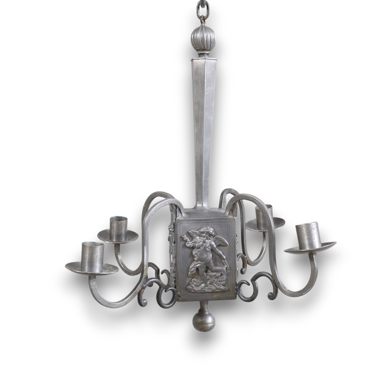 A pewter chandelier, Swedish Grace, 1920s.