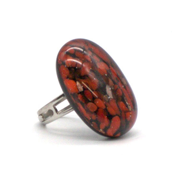 MURANO STATEMENT FINGER RING, UNIQUE HANDMADE, ADJUSTABLE FINGER HOLDER.
