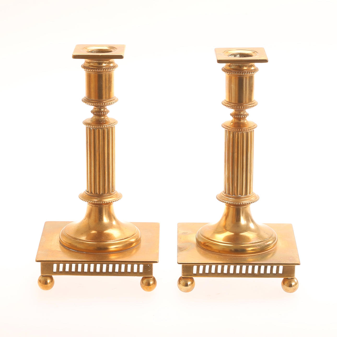 CANDLESTICKS, 2 pieces, brass Gusums Bruk.