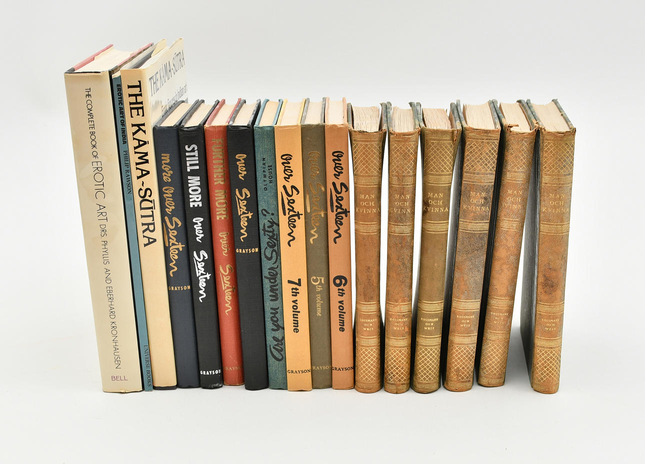 Böcker om erotik och humor. 17 Volymer.