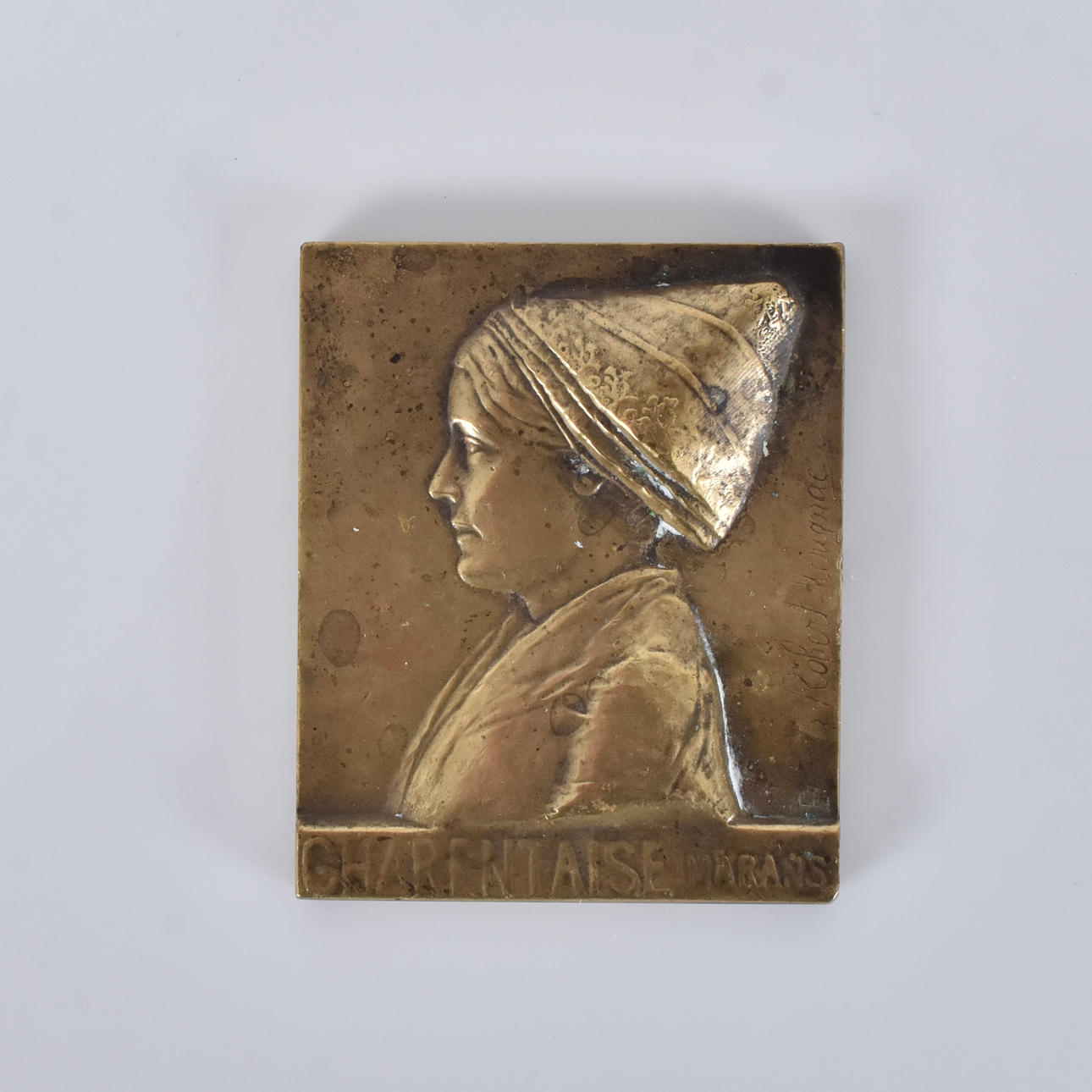 ERNESTA ROBERT-MERIGNAC. plaque, bronze, Charentaise Marans.