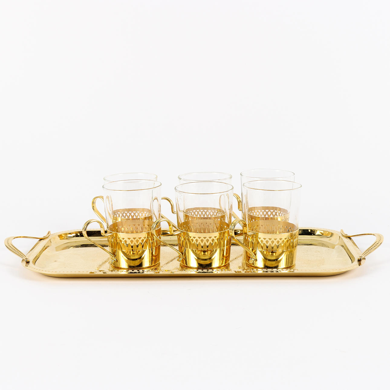 TRAY with 6 glasses.