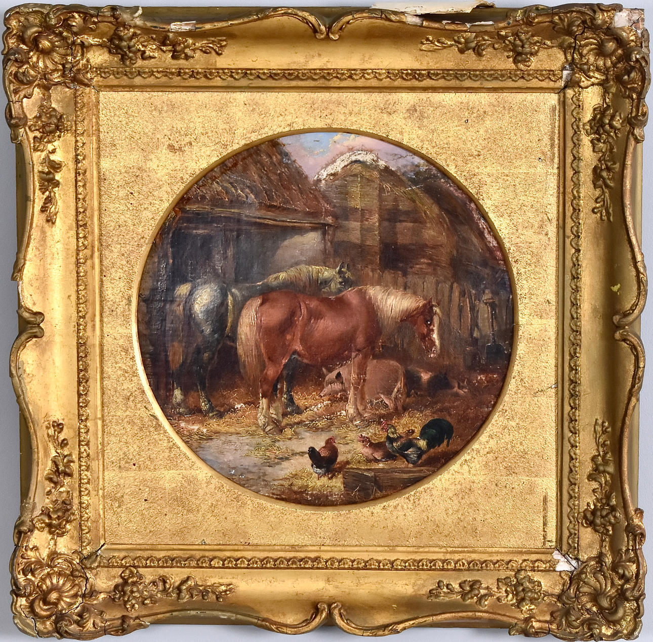 OIDENTIFIERAD KONSTNÄR. Tondo, oil on canvas.