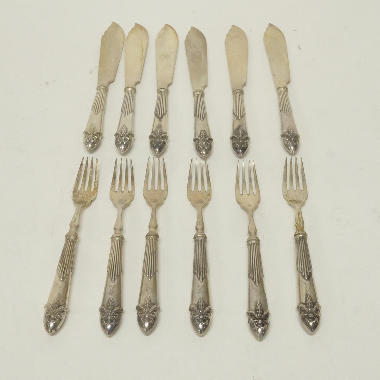 CUTLERY SET, “EMPIRE”, SILVER, 12 PIECES.