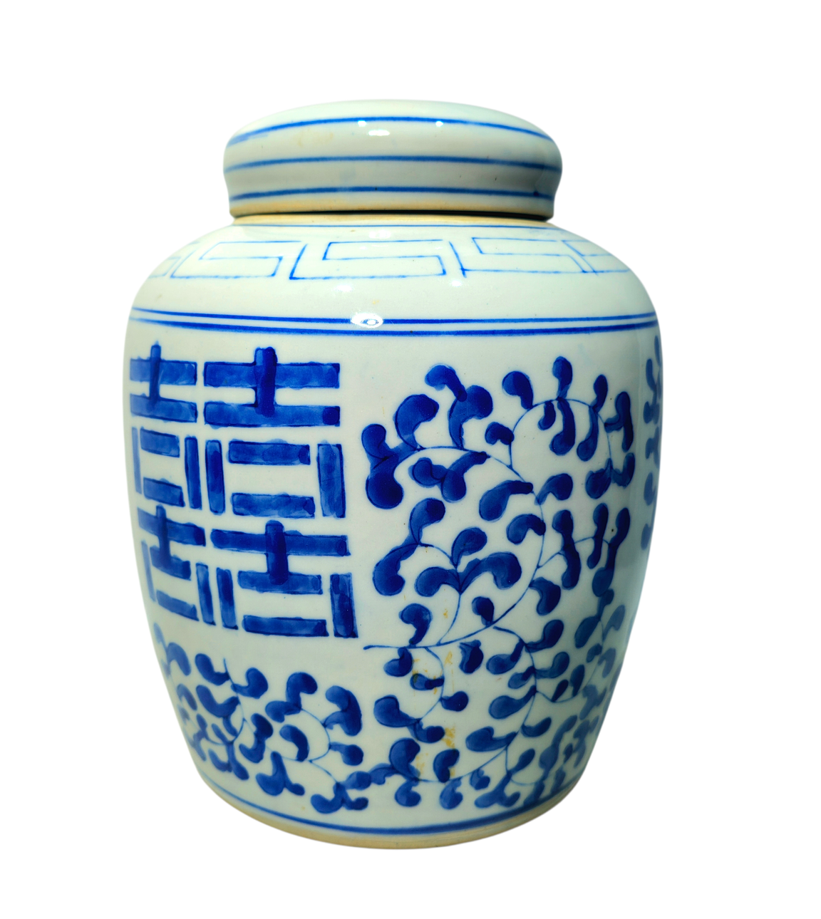 Orientalische Vase aus weißem Porzellan, dekoriert in Kobaltblau. Zwanzigstes Jahrhundert. Keramik & Porzellan - Orientalisch
