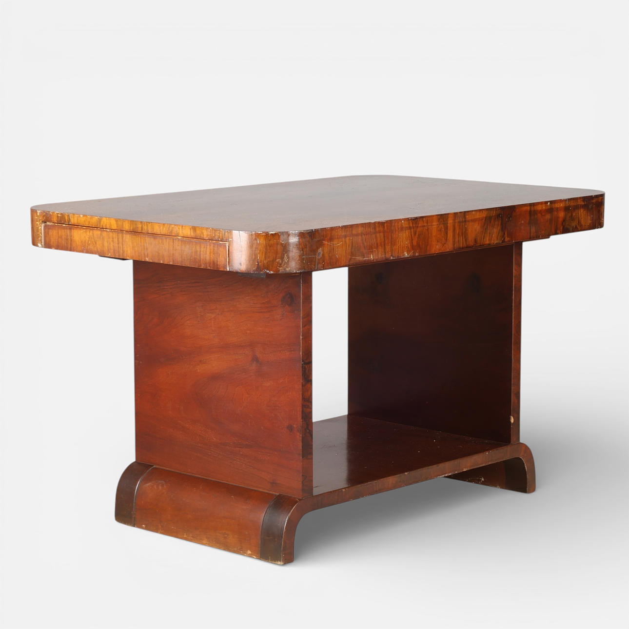 Walnut veneer table, Art Deco, c. 1920/1930s.