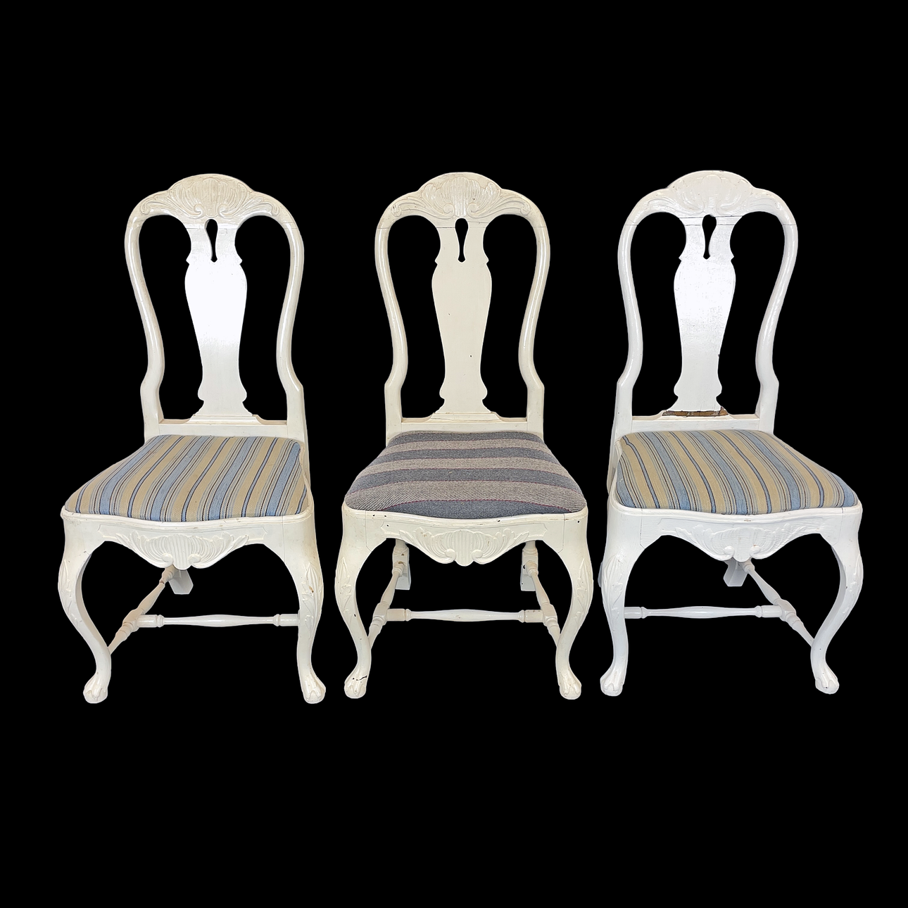 CHAIRS, 3 pcs, Rococo style, 19th century, painted.
