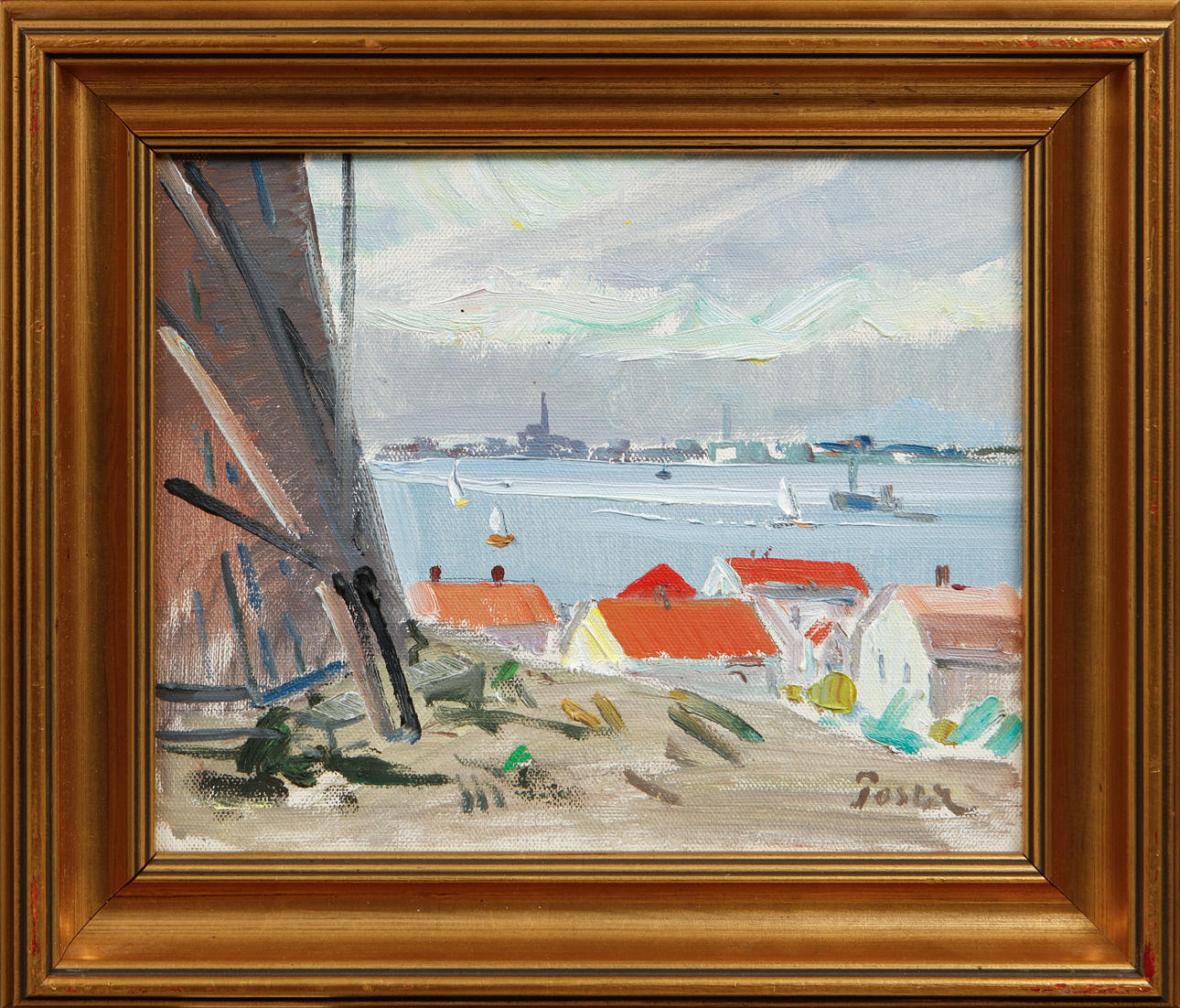 MARTIN POSER. "Fiskebäckskil mot Lysekil", olja på duk, signerad.