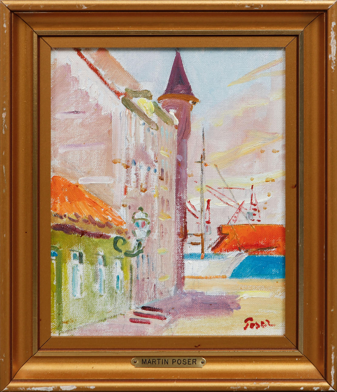 MARTIN POSER. "Göteborg Badhusgatan", olja på duk, signerad.