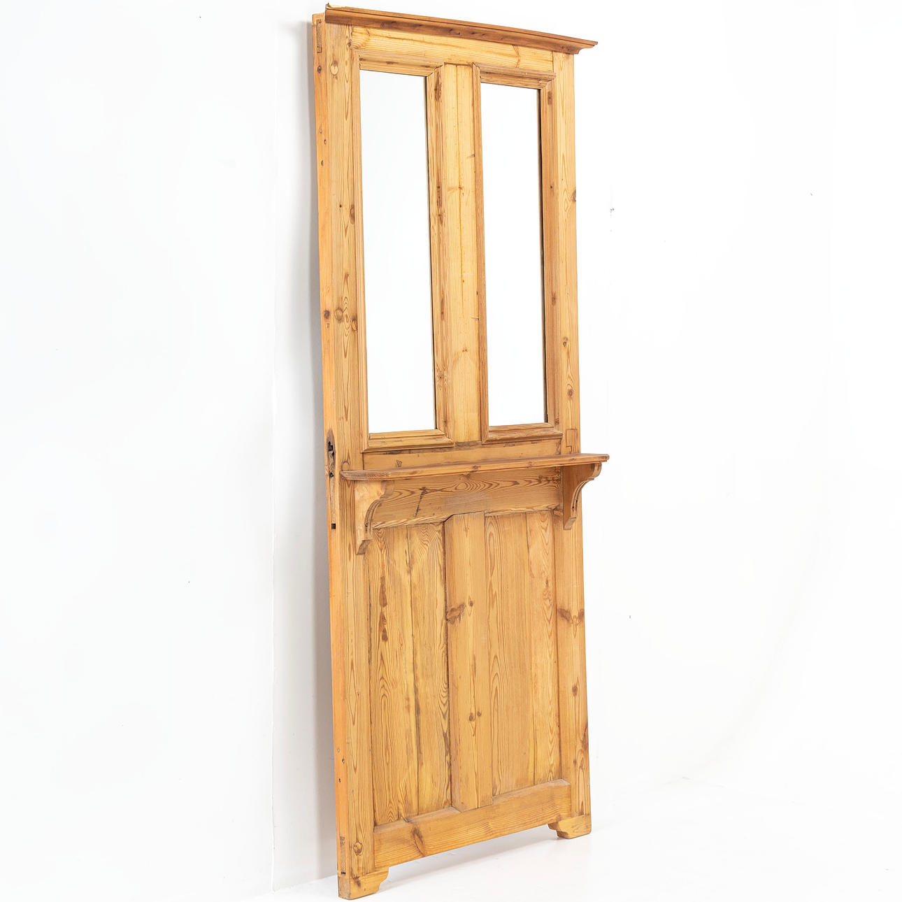 A pine mirror door, turn of the century 1900.