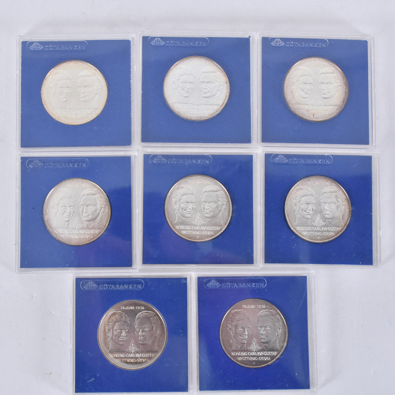 COMMEMORATIVE COINS 8 pcs, sterling silver.