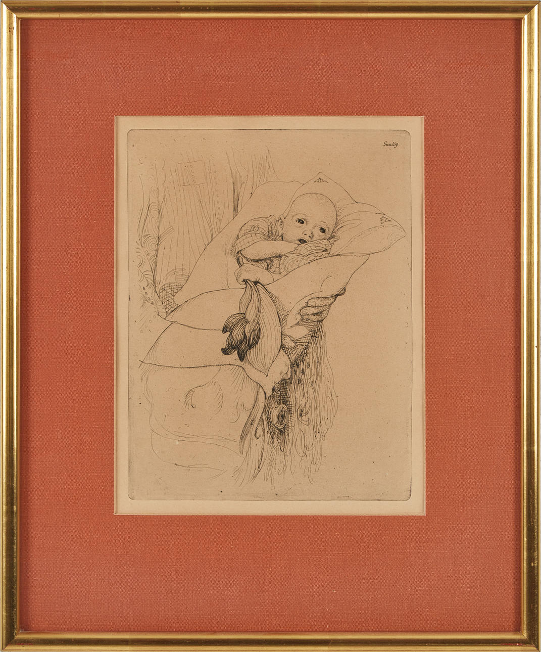 CARL LARSSON. after, “Gunlög”, etching.