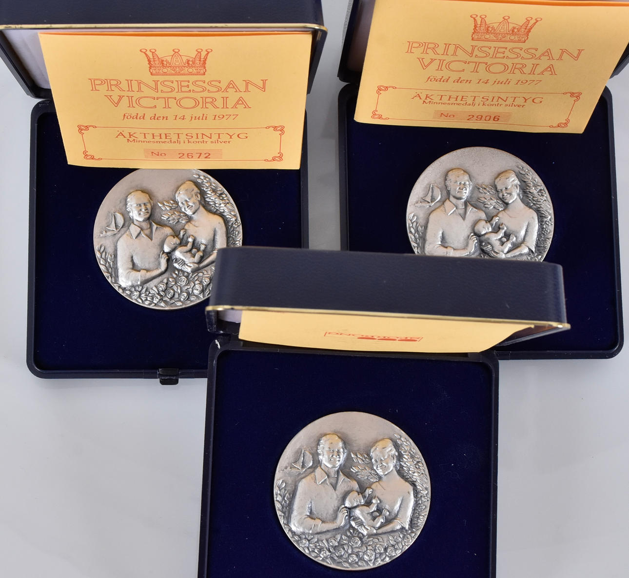 MEDALS 3 pcs, sterling silver.