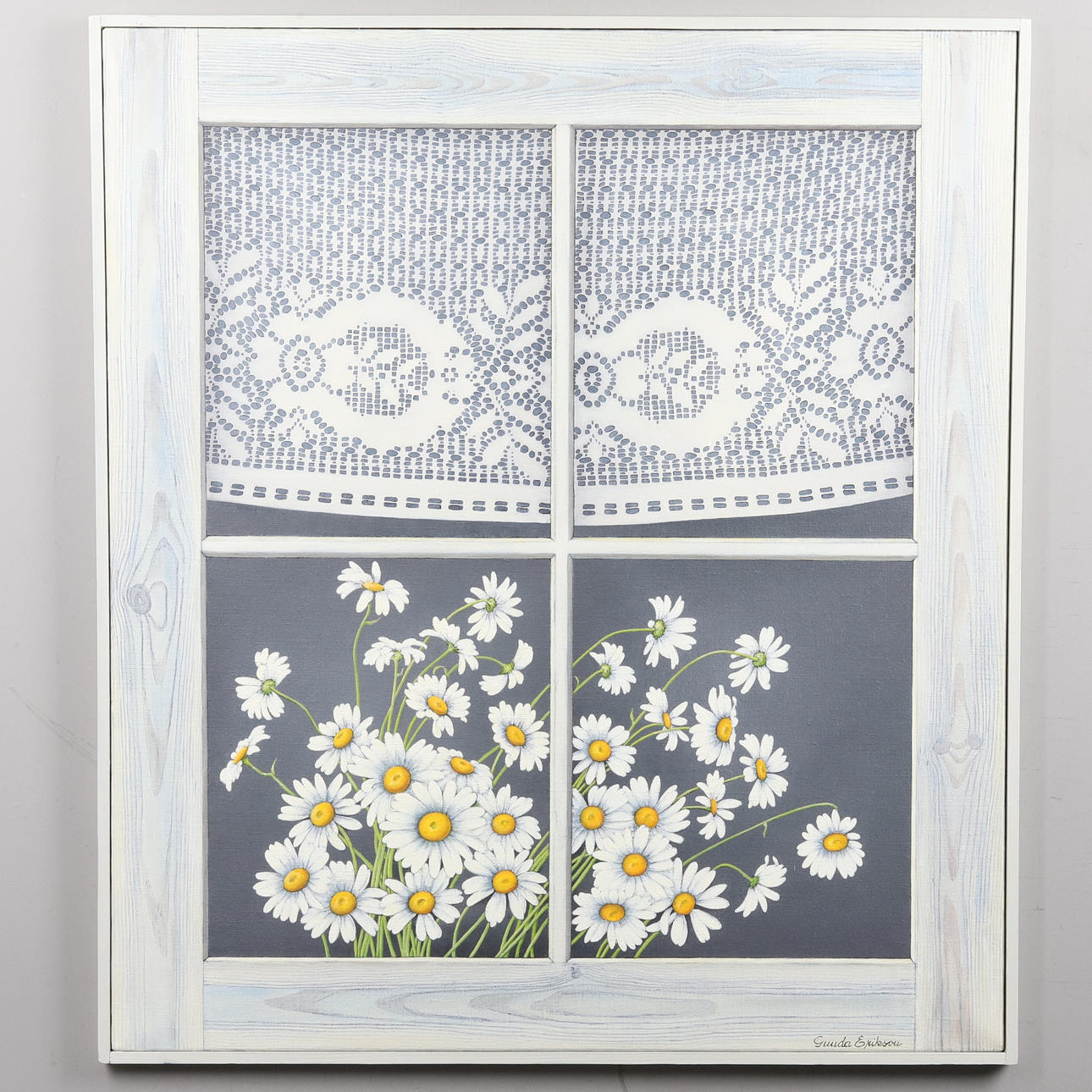 GUNDA ERIKSON. OIL ON CANVAS, “White Window”, signed.