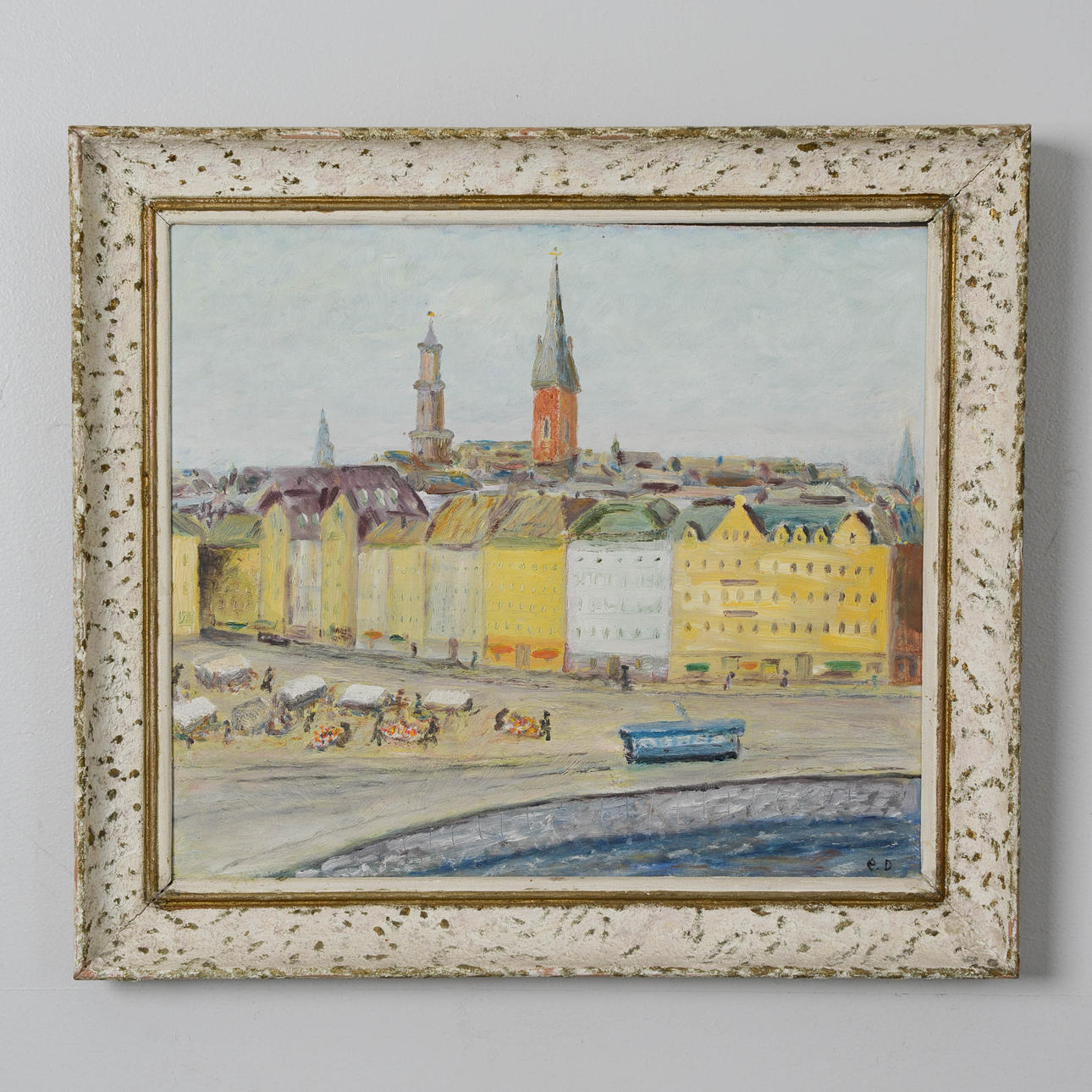 OIDENTIFIERAD KONSTNÄR. Stockholm motif, oil on panel, monogram signed “E D”.