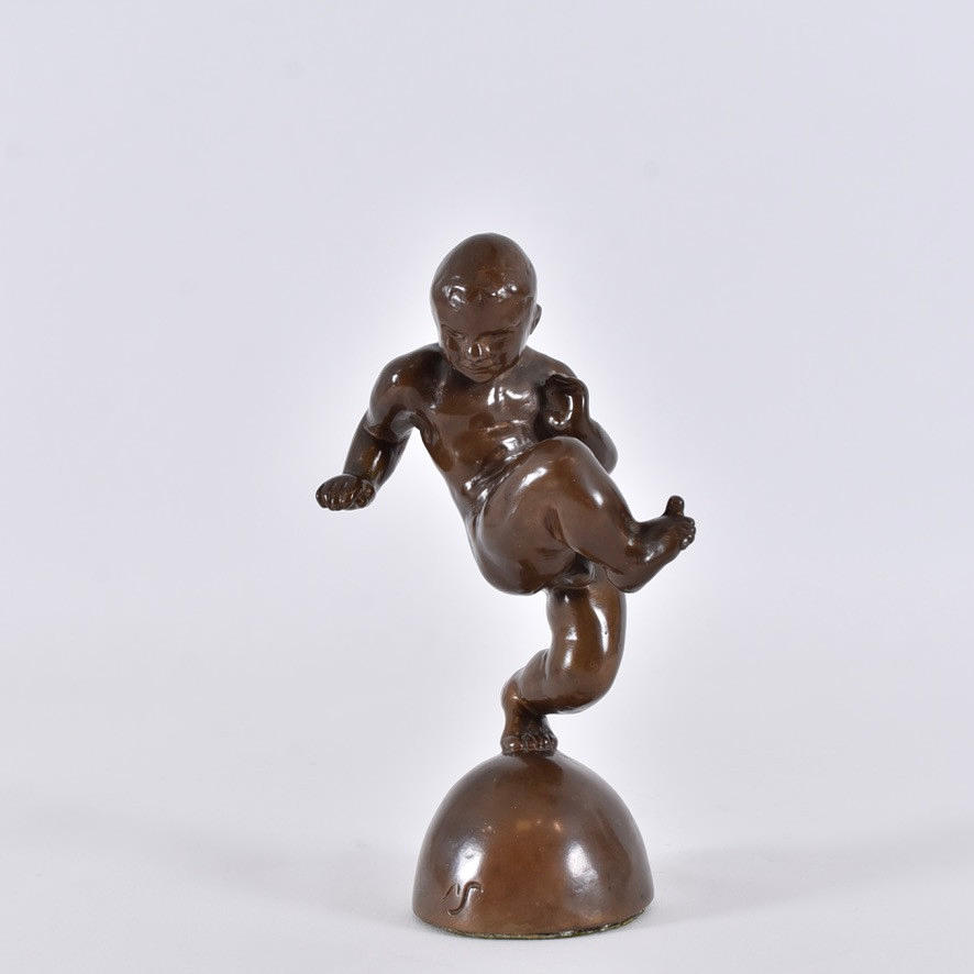 OIDENTIFIERAD KONSTNÄR. sculpture, patinated bronze, dancing boy.