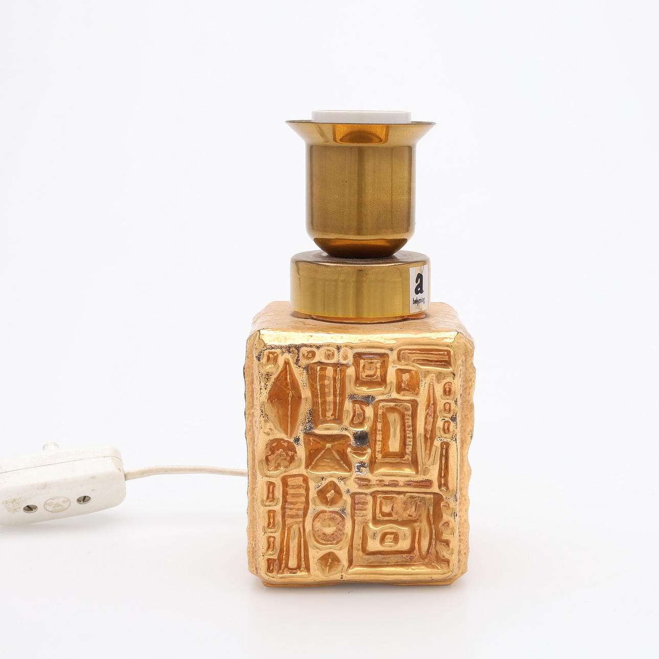 TABLE LAMP, GILDED GLASS, 1960/70S.